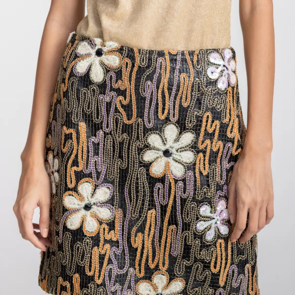 EMBROIDERED FLOWER SKIRT
