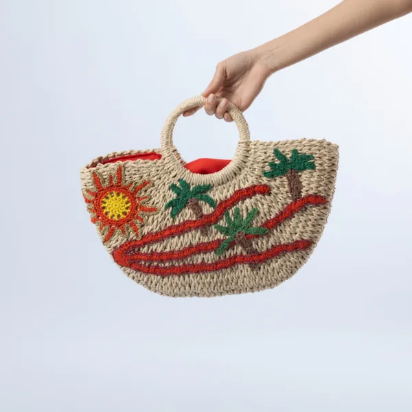 “PALM” STRAW BAG