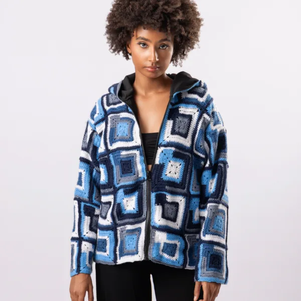 “SKEWER” HANDMADE CARDIGAN W/HOODIE
