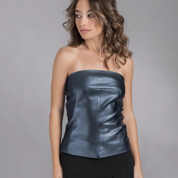 “THE SHOW GIRL” BUSTIER TOP -BLUE