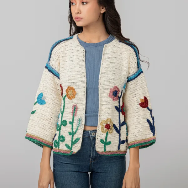 “EDEN” CROCHET CARDIGAN LAMINATED