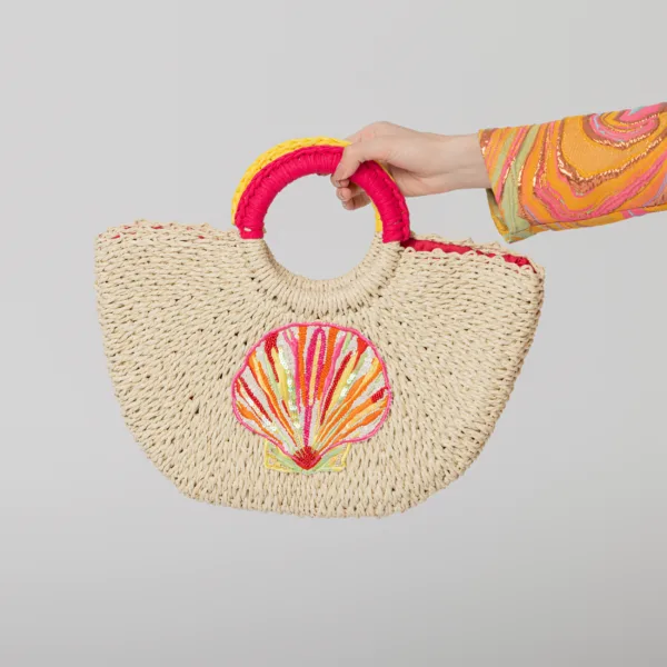“SHELL” STRAW BAG MIDI