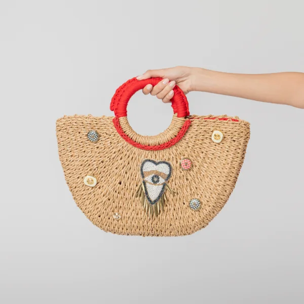 “EYE” STRAW BAG MIDI