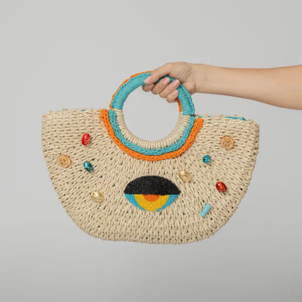 “SIDE EYE” STRAW BAG MIDI