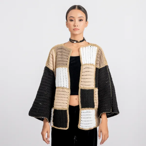 “ECHO” CROCHET CARDIGAN - NUDE