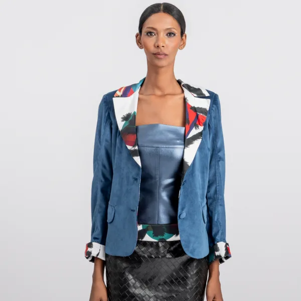 “FEATHER EYE” PRINTED BLAZER