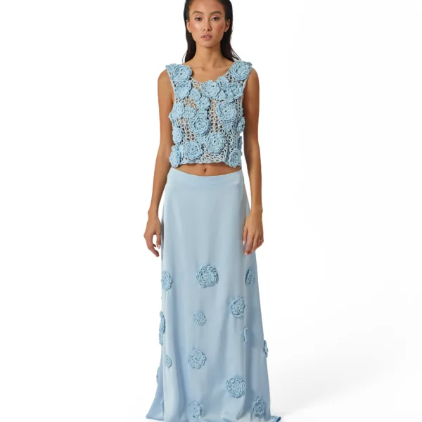 "SKYE" TOP & SKIRT SET BABY BLUE