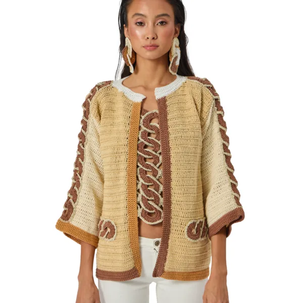 “CHAINS” NUDE CARDIGAN