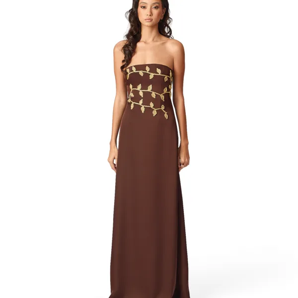 LEAF SILK DRESS -LONG
