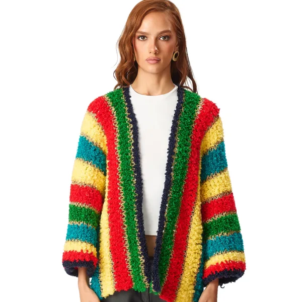 STRIPED WITH GOLD TRIM CARDIGAN