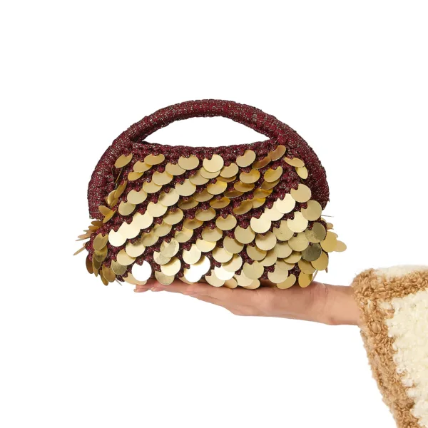 BURGUNDY SEQUINED BAG