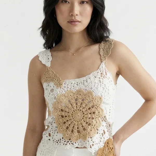 “LACE FLOWER” TOP -NUDE
