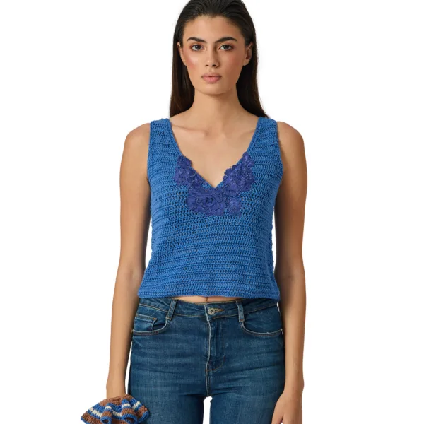 “LACE” TOP -BLUE