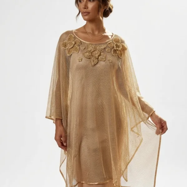 “GOLDEN LACE” PONCHO GOLD