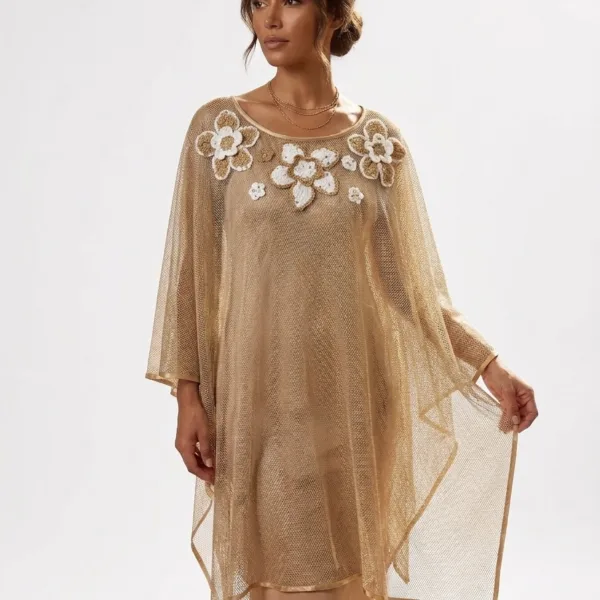 “GOLDEN LACE” PONCHO GOLD