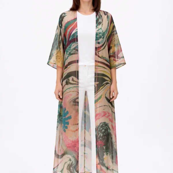 "EVERGREEN" PRINTED KIMONO