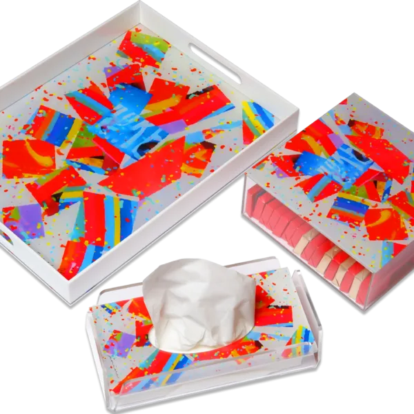 CONFETTI SET OF TRAY, TISSUE BOX AND SQUARE CHOCOLATE BOX