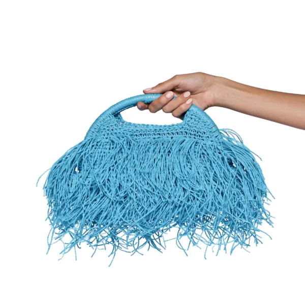 "CONFETTI TURQUOISE" RAFFIA BAG
