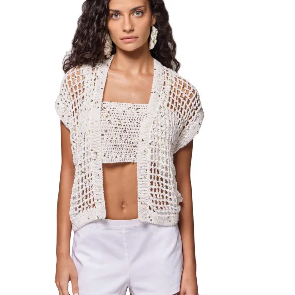 "NAIA" HANDMADE GILET WHITE